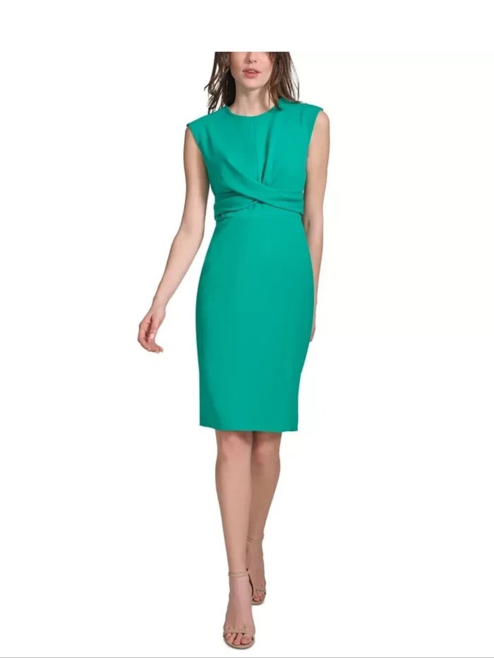 Calvin Klein Women's Green Twist-Front Sheath Dress Size 10